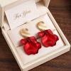 Exaggerate Flower Dangle Earrings Tassel Design Rose Ear Pendants Petal Stud Earring For Women