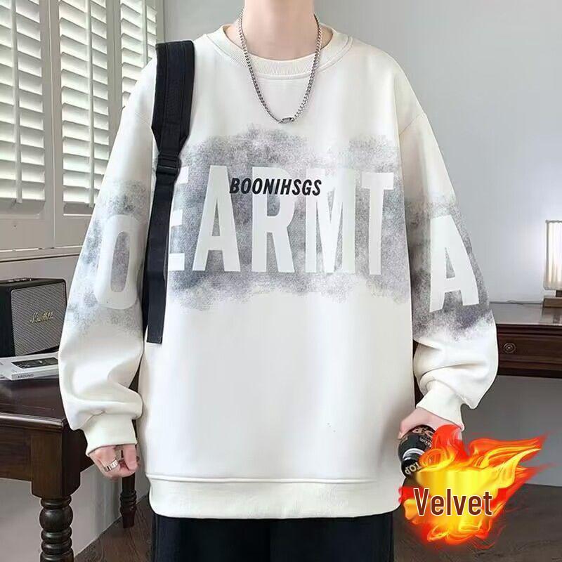 Trendy Men's Letter Print Sweatshirt: Autumn/Spring Round Neck, Long Sleeve, Casual Loose Fit.