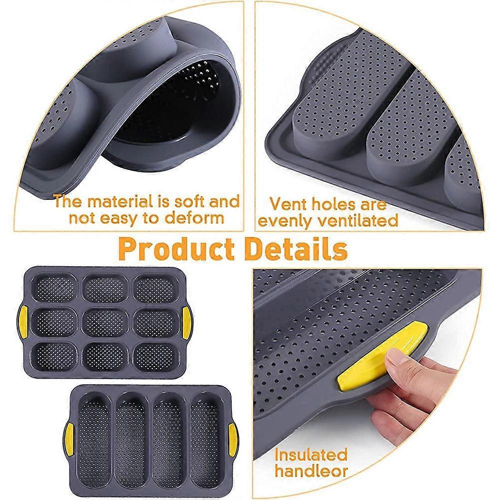 Silicone Loaf Pan Baking Pan for Baking French Baguettes/Hot Dog Buns, Bread Mold for Baking,Nonstick &Easy Clean