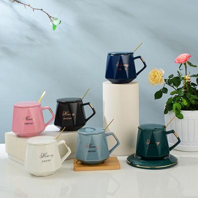 Ins – tasse à eau en céramique en forme de diamant, couleur unie, tasse à café, à lait, tasse de petit déjeuner