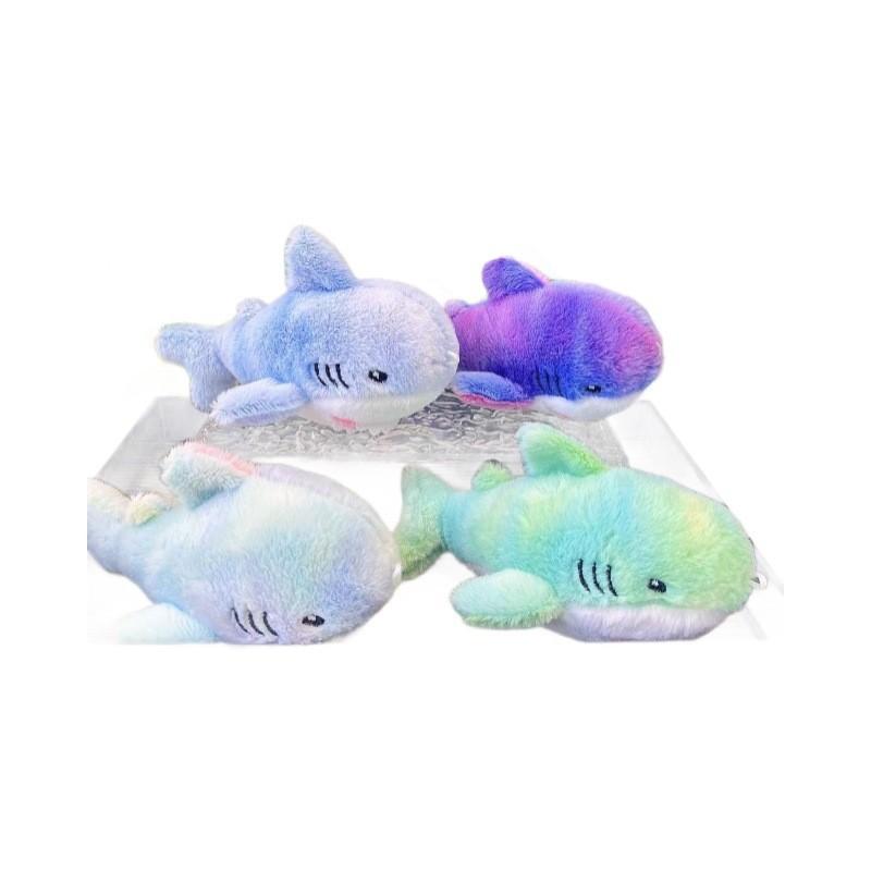 Adorable Rainbow Shark Plush Toy Cute Stuffed Animal Keychain Bag Charm For Kids