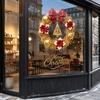 Christmas Window Clings Wreath Static Sticker, Decorative Decals for Glass Doors And Windows, Reusable Stickers Removable PVC Holiday Wall Cling Home