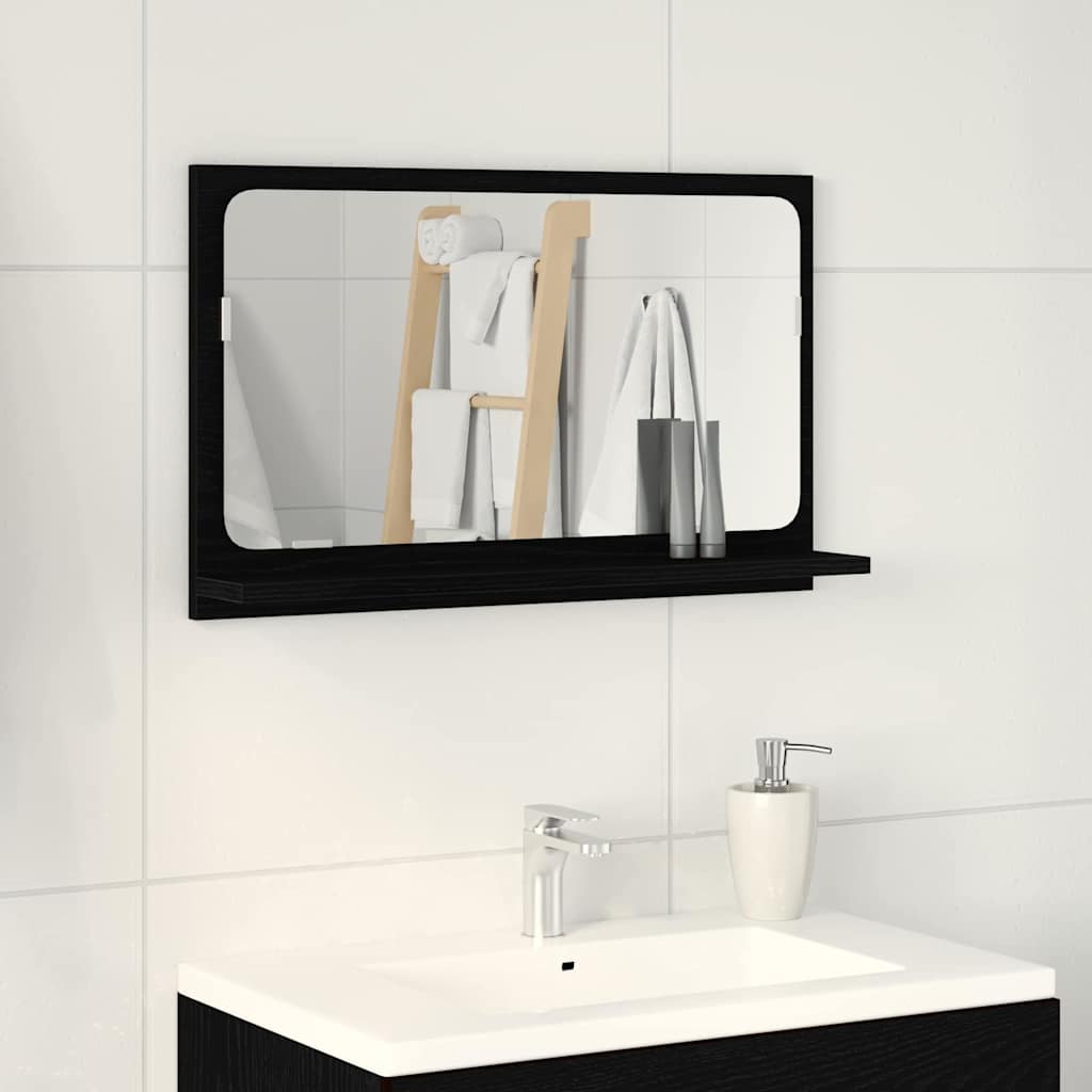 Mirror Cabinet with Shelf Black Oak Effect 60 x 10.5 x 37 cm