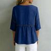 Ladies' Fashionable Casual V-neck Mid Sleeve Women's Top Shirt