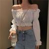 Frauen Top Sexy Bluse Off Schulter Top Langarm Club Party Weißes Hemd Puff Sleeve Rüschen Tunika Crop Top sommer Tube Top