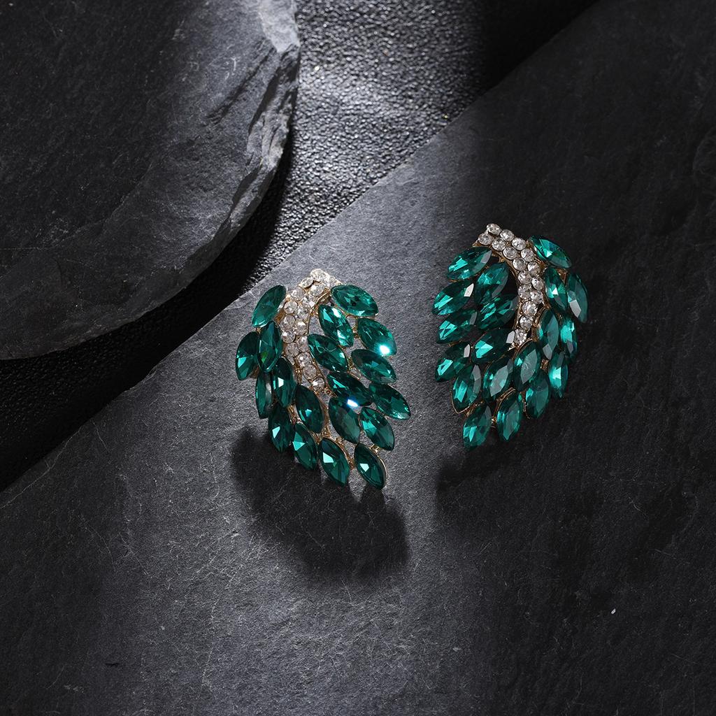 Angel Wing Rhinestone Earrings For Women Unique Exaggerated Temperament Commuter Fashion Studs Jewelry