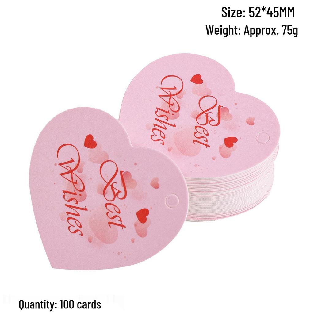Heart-Shaped Cowhide Paper Blank Tag - Valentine's Day Red Label