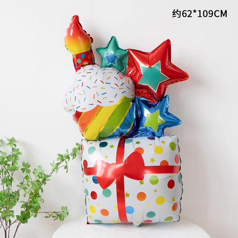 Cake Aluminum Film Balloon Wedding Ceremony Ornaments Birthday Party Scene Gift Box Aluminum Foil Photo Props