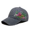 Fashion Flower Embroidery Baseball Cap Washed Cotton Adjustable Floral Cap Sunscreen Hats For Man Women