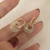 Elegant Imitation an Jade Hoop Earrings for Women New Fashion Temperament Party Huggies Earrings Jewelry Gifts