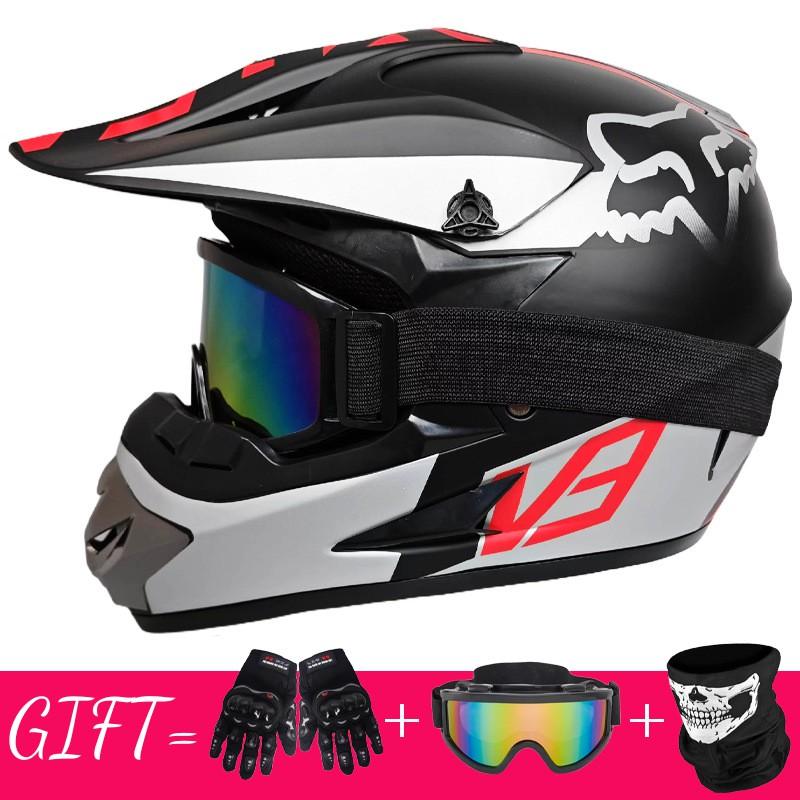 Full Face Mountain Bike Helmet With Goggles Gloves Mask Downhill MTB Trail Riding