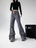 Women's Multi-Pocket High Waist Workwear Jeans - Autumn Loose Slimming Straight Leg, Versatile Wide-Leg Floor-Length Pants