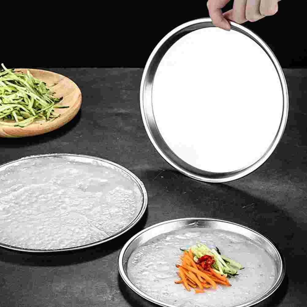 Stainless Steel Cold Skin Plate Circle Tray Dinner Fruit Pastry Platter Turkey Practical Cookie Dish Toddler Serving Snack