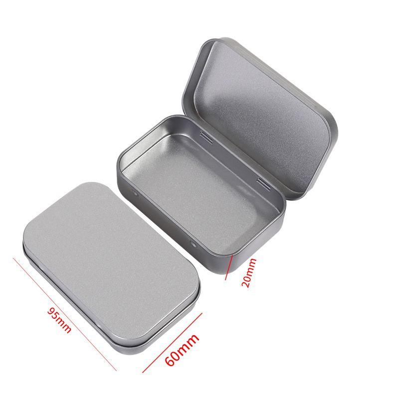 10Pc Silvery Metal Box Rectangular Multifunctional Storage Box Portable Cosmetic Organizer Candy Jewelry Pill Cases Mini Tin Box