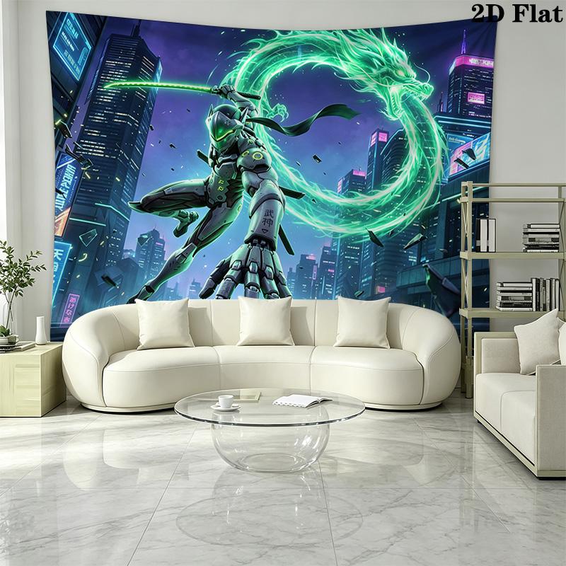Overwatch Heroes Wall Tapestry Aesthetic Wall Hanging Printed Fabric Blanket Decorative Tapestries for Bedroom Living Room Home Decor