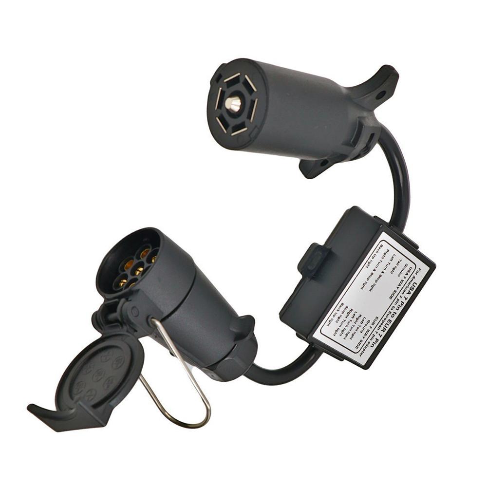 1Pc ABS Trailer Light Converter US 7 Way Blade Socket To EU 7-Pin Round Plug Separate Stop Tail Signal for Caravan Boat Bike