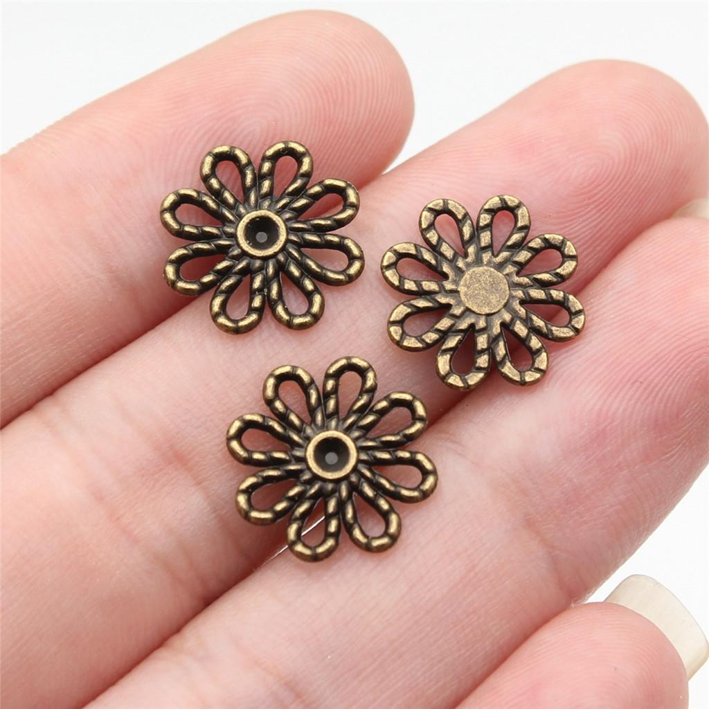 Connettori Fiore a Lavoro Aperto Gancio per Ciondolo Colore Bronzo Antico Creazione Gioielli Accessori Fatti a Mano Connettori per Ciondoli