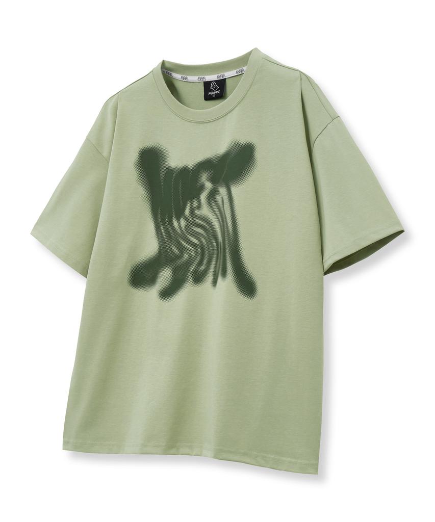 MOZMOZ Mocu Blur Double Weave Short Sleeve T-Shirt Khaki