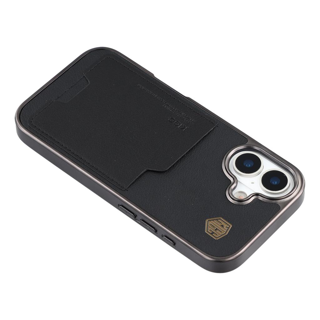 KIGC For iPhone 17 Case Leather + PC + TPU Electroplating Phone Cover with Card Holder