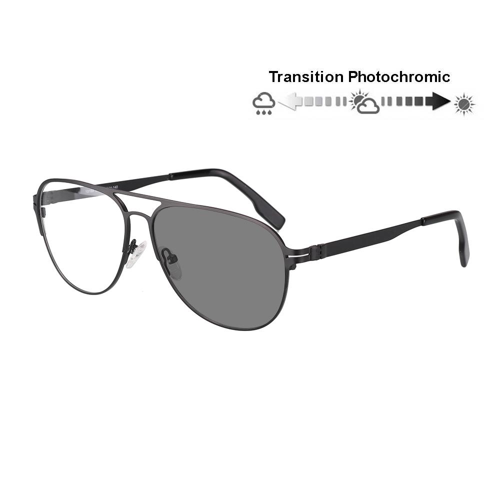 Transition Photochromic Bifocal Reading Glasses Optical Hyperopia Metal Frame Uv400 Sunglasses