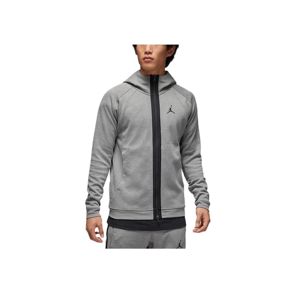 Jordan Pattern Logo Zip Hoodie Jacket Men Outerwear Dark-Grey DV9784-063