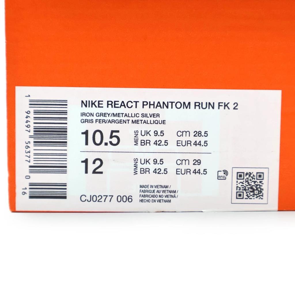 CJ0277-006 Nike REACT PHANTOM RUN FK 2 IRON GREY METALLIC SILVER BLACK (Men's)