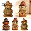 Dekoratives Bastelobjekt für Thanksgiving 3 Stück Herbstliche Holz-Vogelscheuchen-Figuren, Rustikale Bauernhaus-Statue mit Ahorn-Atmosphäre-Verbesserungs-Ornamenten