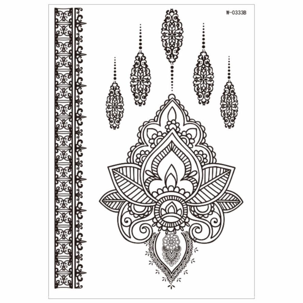 Black Mehndi Stickers Henna Tattoo Stickers Lace Fake Tattoo Legs Arm Black Henna Tattoo Decals India Flower Waterproof