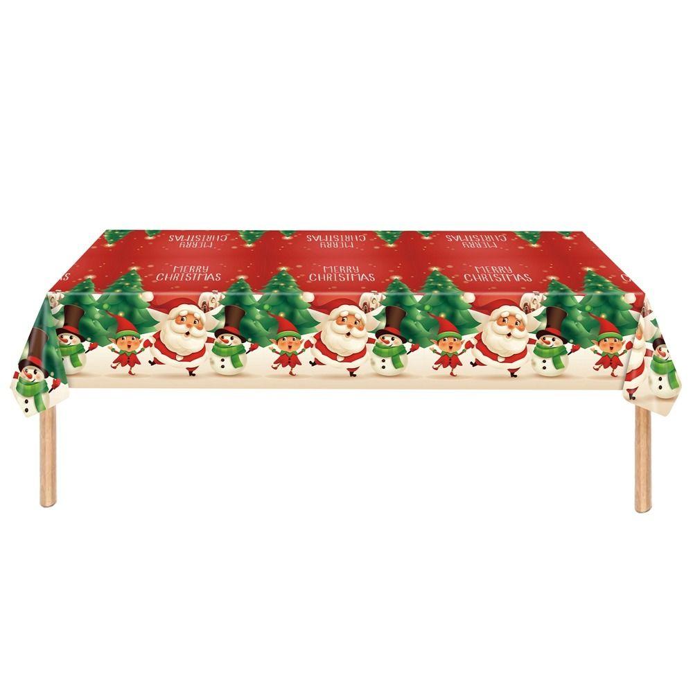 Plastic Christmas Tablecloth Snowman Snowflake Disposable Disposable Tablecloths Bronzing Table Decoration Table Cover Christmas