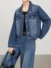 Women's Blue Long-Sleeved Denim Jacket with High-Waisted Wide-Leg Pants - Spring 2026 Collection