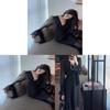 Elegant Black Polka Dot Long Dress With V Neck And Bell Sleeves For Spring Summer Vacation Wear