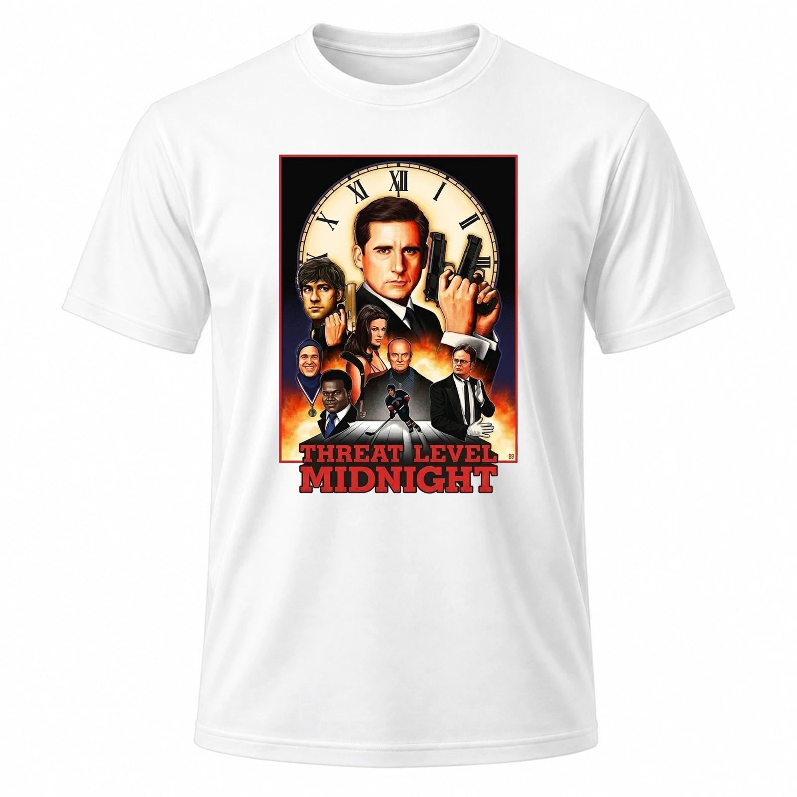 The Office Threat Level Midnight TV Series Men s White Graphic T Shirt Fr XL
