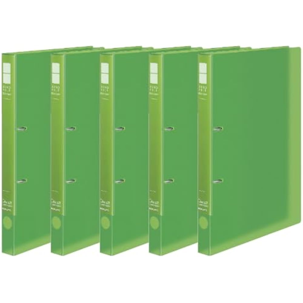 Kokuyo File Ring File Slim A4 Vertical 180 Sheets, 2 Holes, Light Green, Set of 5 Books - URFC420...