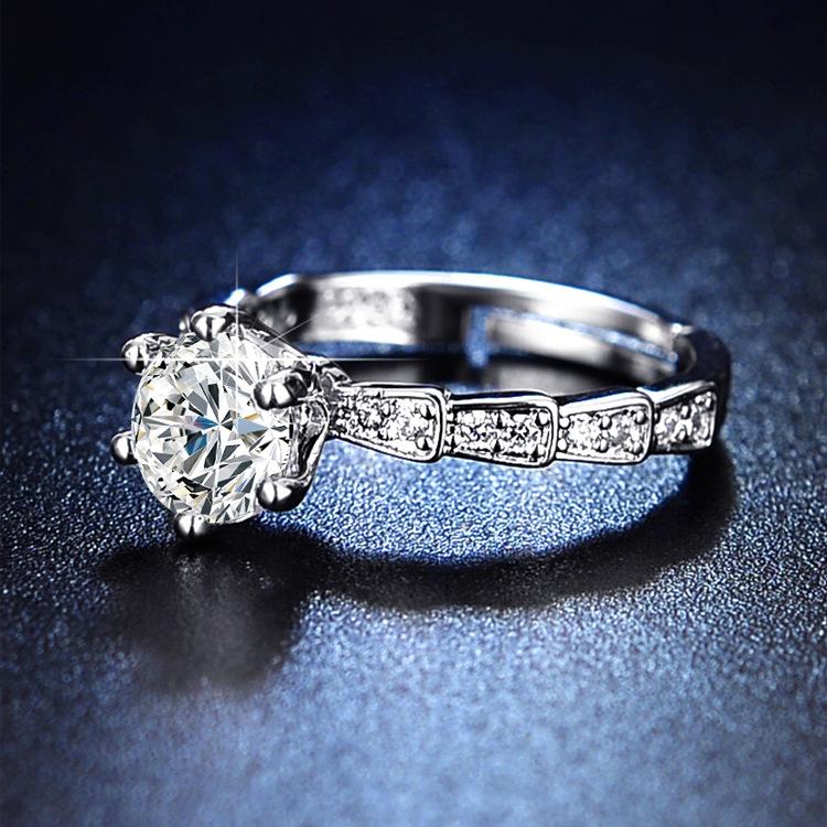 Bague Diamant Moissanite de Simulation, Bague Serpent Six Griffes Incrustée de Diamants, Bague Vive d'un Carat, Femme.