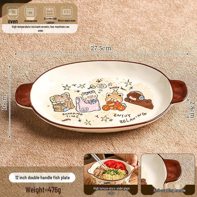 HANDUNYOU Cartoon Divided Breakfast Plate