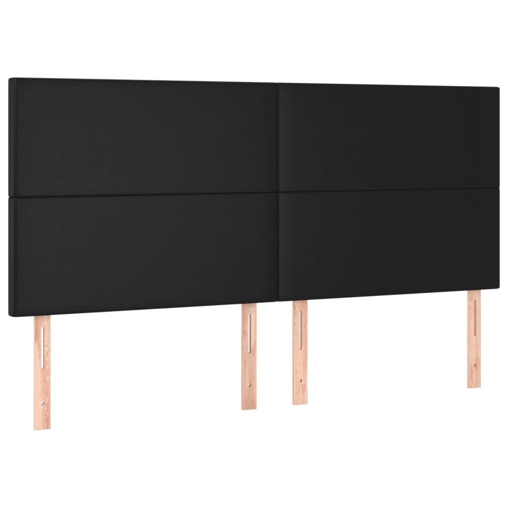 Vidaxl Zagłówki Do Łóżka, 4 Szt, Czarny, 100X5X78/88Cm, Sztuczna Skóra