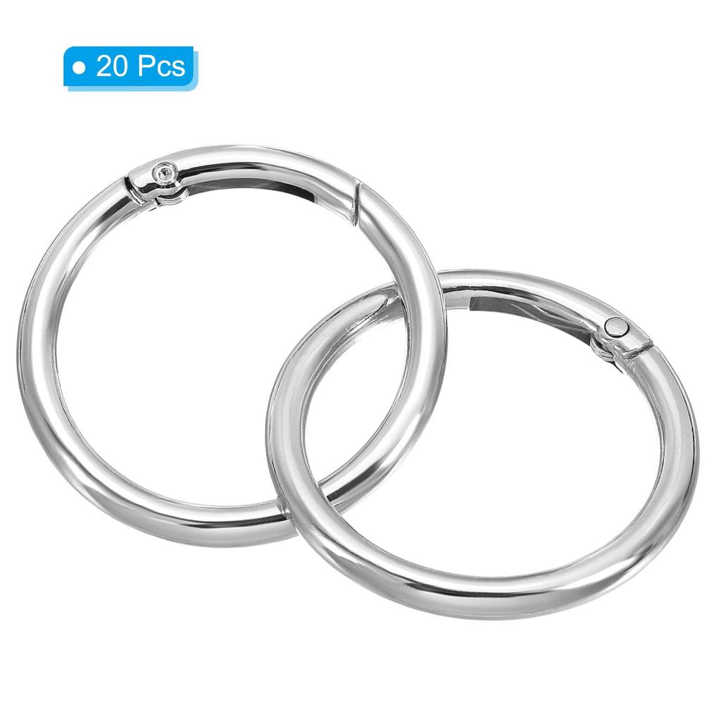 48mm OD Spring 20pcs Metal Round Lock Clip Trigger Snap Spring Key Ring Hook Buckle for Wallet Handbag Craft Silver Tone [PATIKIL] O-Rings, Making,