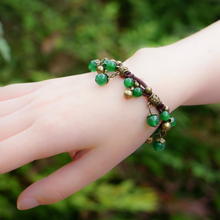 

Мори этнический стиль ручной работы агатовый браслет женский ретро богемный фруктовый колокольчик бахрома кулон ручная веревка