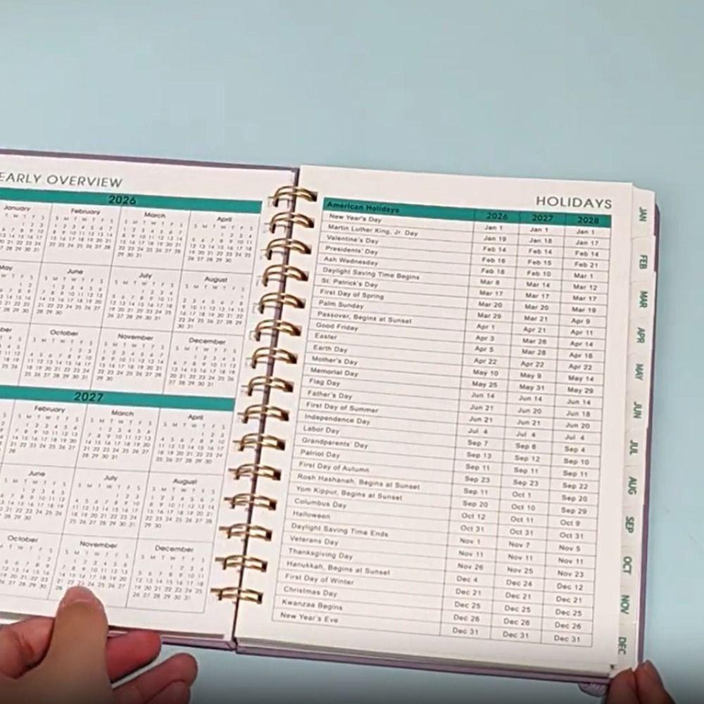 PU Leather Cover 2026 Weekly Monthly Planner Calendar Daily Notebook  Record