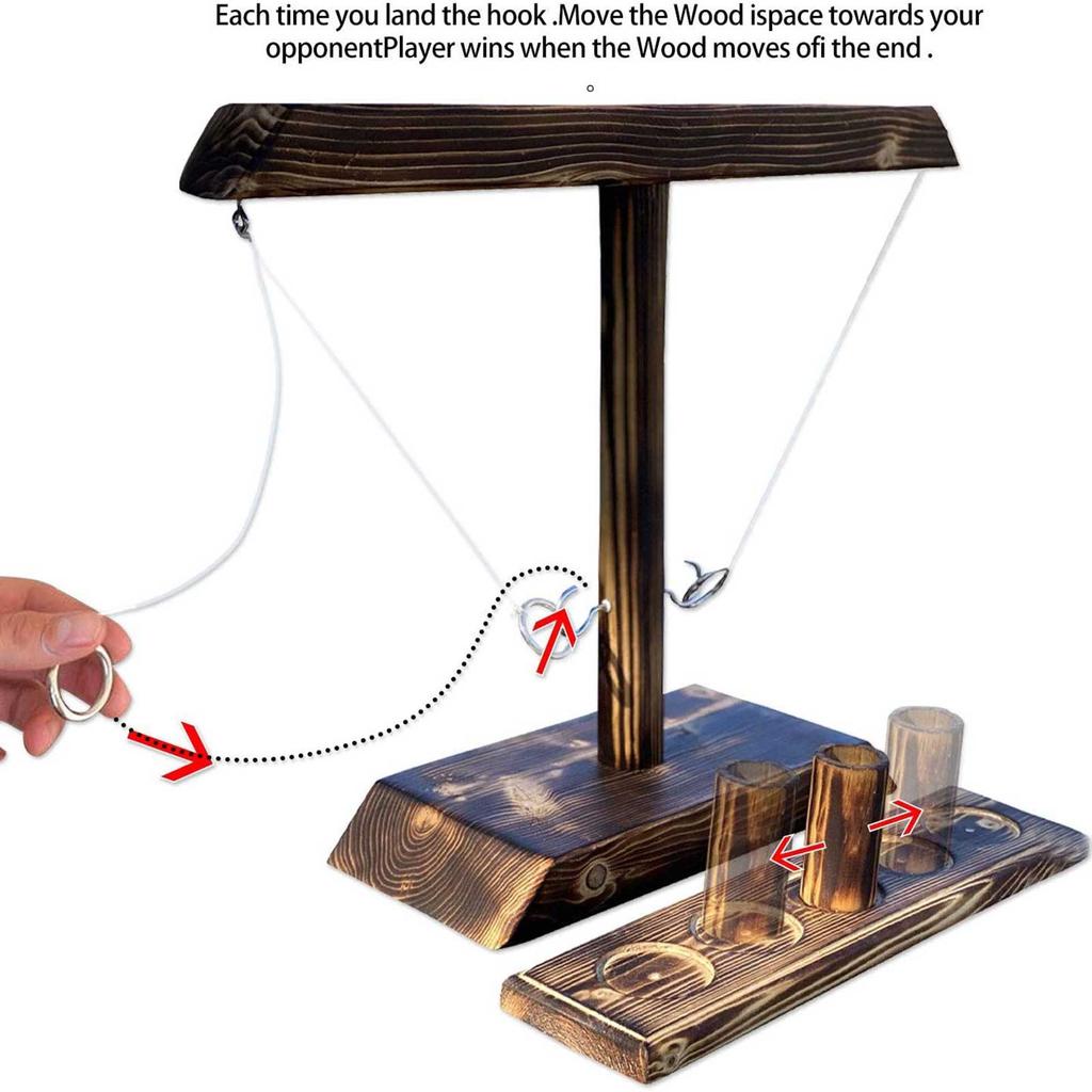 Wooden Balance Throwing Ring Hook Double Interactive Competitive Games