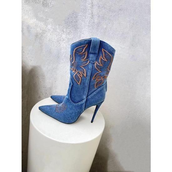 Women's Western Cowboy Stiletto Boots - Embroidered Pointed Toe, Sexy Knight Ankle Chic Footwear