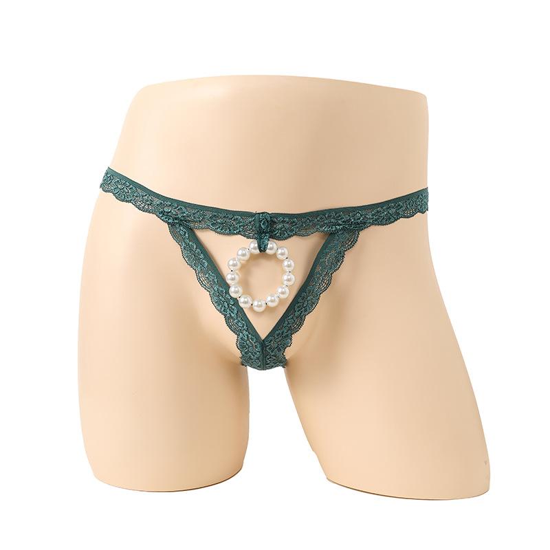 Men's Stretch Panties Pearl Hollow Lace Triangle Sex Underwear Men's Sex Panties