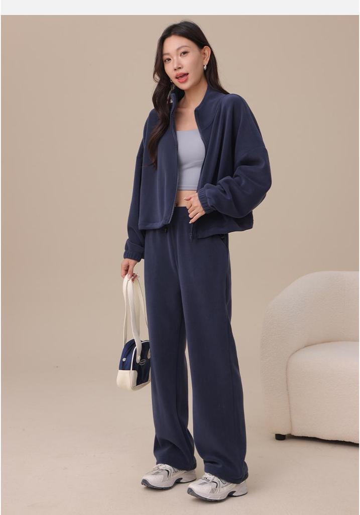 Women's Oreo Fleece Sports Jacket: Double-Sided, Velvet Thickened, Stand Collar, Loose Fit for Autumn/Winter Fitness & Casual Wear.