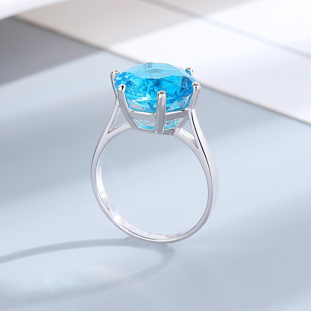 Women's Jewelry  CopperRings Sapphire Blue Zircon Oval Wedding Ring For Women Girls Party