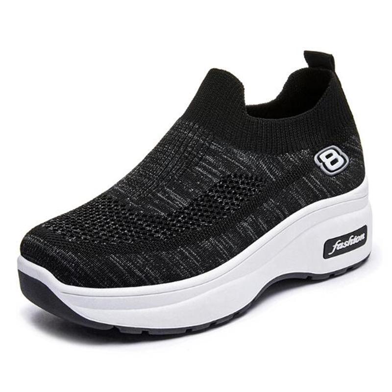 

Новые женские кроссовки с увеличенной высотой, женская повседневная обувь на толстой подошве, спортивная обувь для бега на танкетке и платформе 36 чёрный