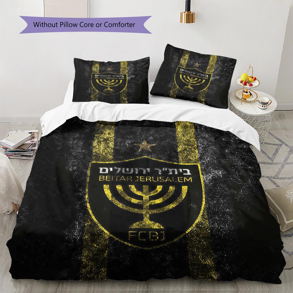 Beitar Jerusalem Football Club Pattern Bedding Quilt Set  Home Decoration  Gift (1 * duvet cover + 2 * pillowcase  without core)