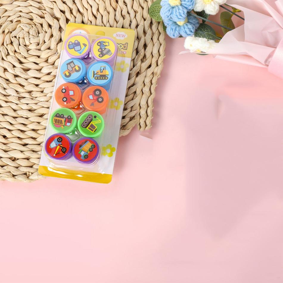 10pcs Assorted Stamps for Kids Self-ink Stamps Children Toy Stamps Smiley Face Seal Scrapbooking DIY Painting Photo Album Decor