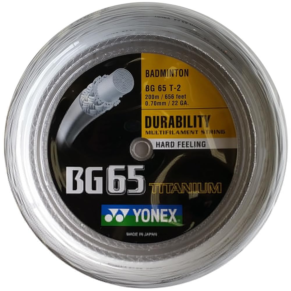 YONEX BG65T2 Strong Titanium Badminton String 200m 0.7mm White