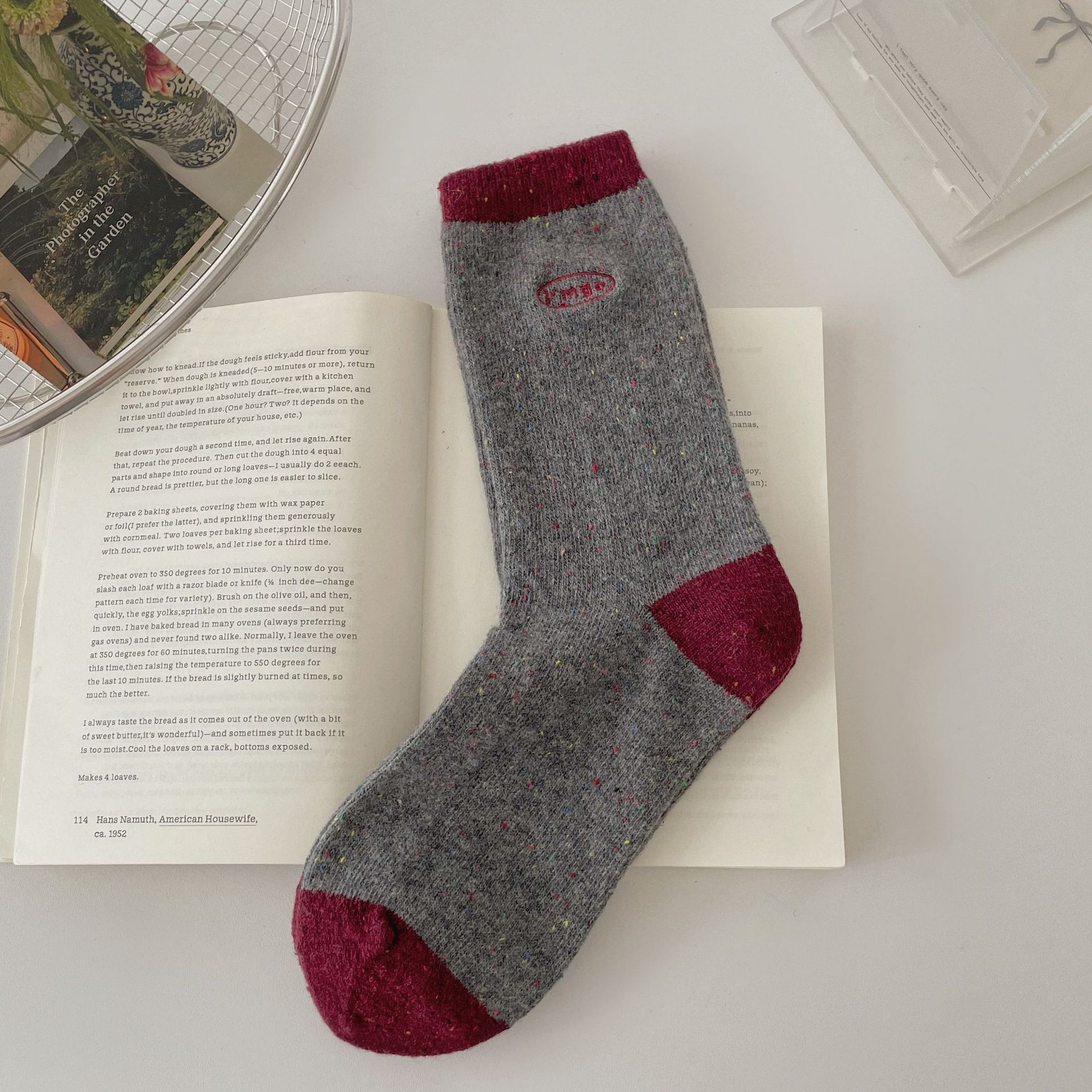Winter socks women s medium tube socks floral bow jewelry socks thickened warm wool socks versatile trendy socks One size fits all