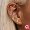 S925 Sterling Silber Diamantbesetztes Koi-Tier Flachkopf Gewinde Piercing Knochennagel Klassische Ohrringe
